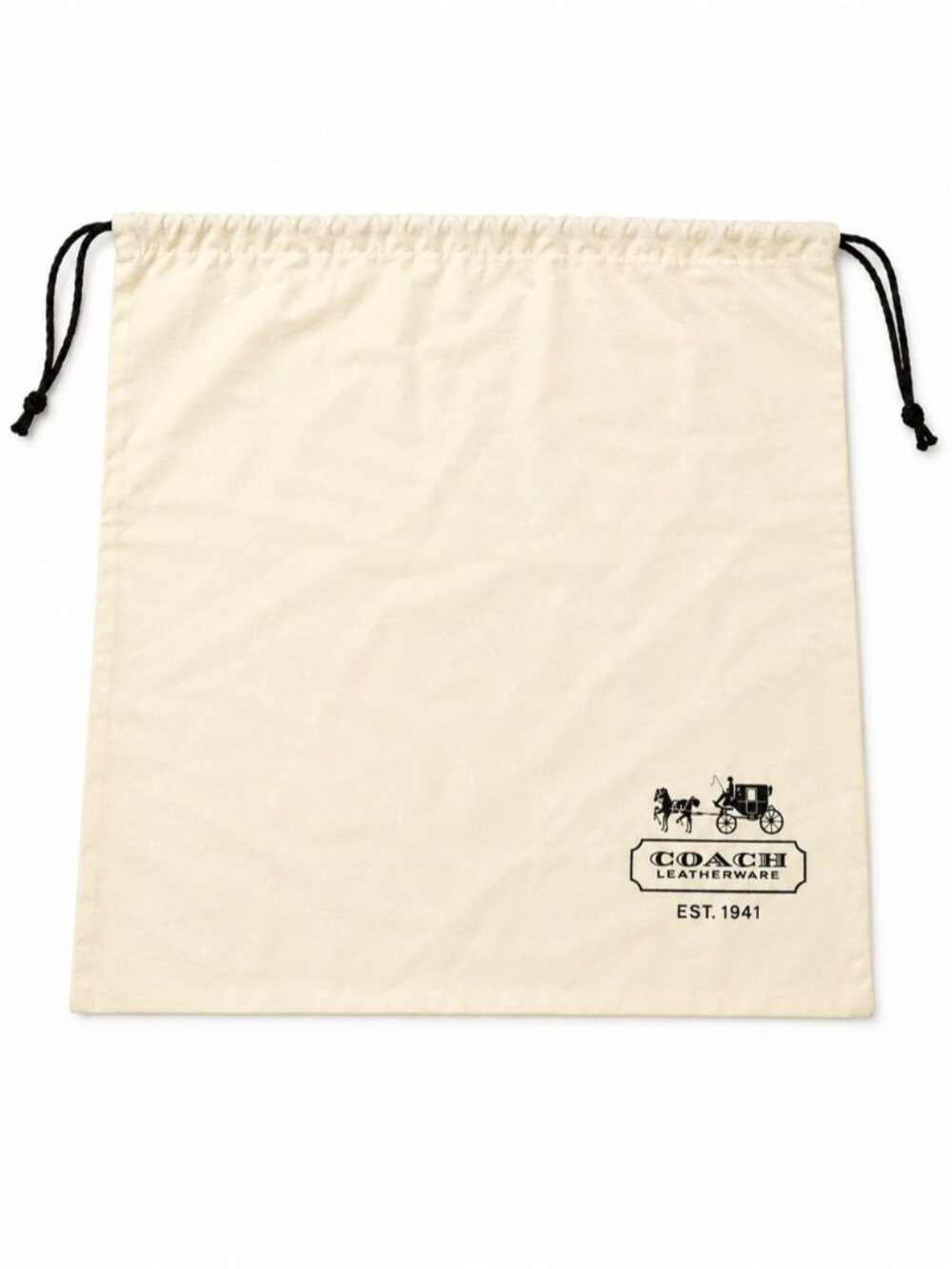 Coach Leatherware Drawstring Dust Bag Storage Pouch Cream Beige Large